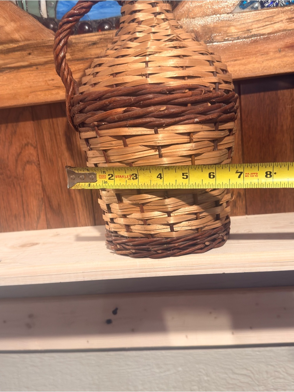 Woven Rattan Demijohn Bottle with Handle - Natural Brown 14” x 7” - Picture 6 of 6